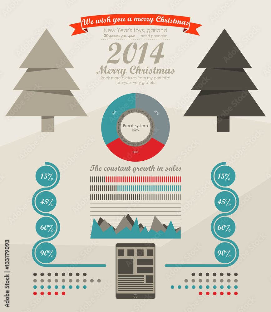 Christmas infographic set with charts and data elements
