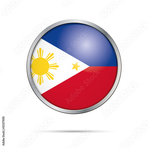 Free Download Vector Philippines flag in glass button style with metal frame - GFXLoad