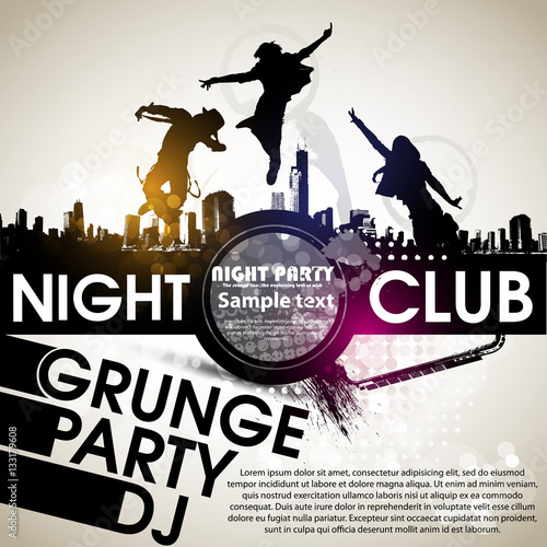 Grunge banner with an inky dribble strip with copy space. Abstract background for party