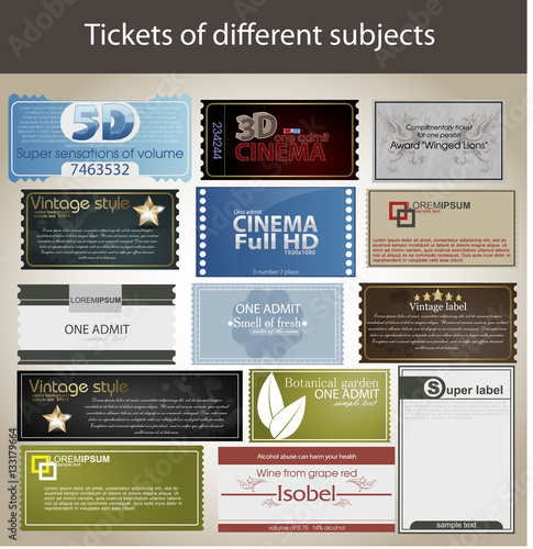 vector set: tickets in different styles