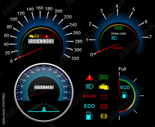 dashboard Speedometer. Vector background