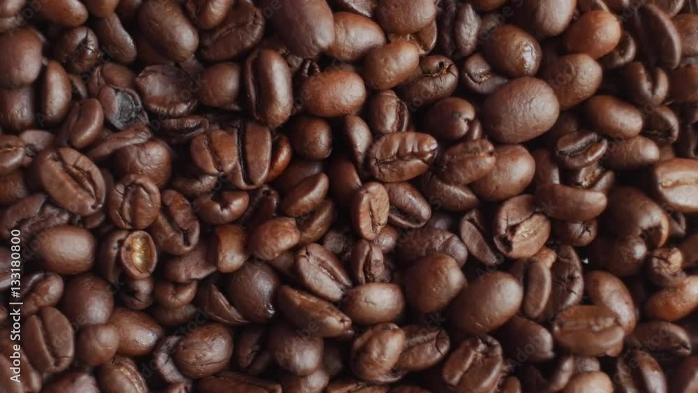 coffee beans on rotating stand closeup, slow motion coffee beans on rotating stand closeup, slow motion