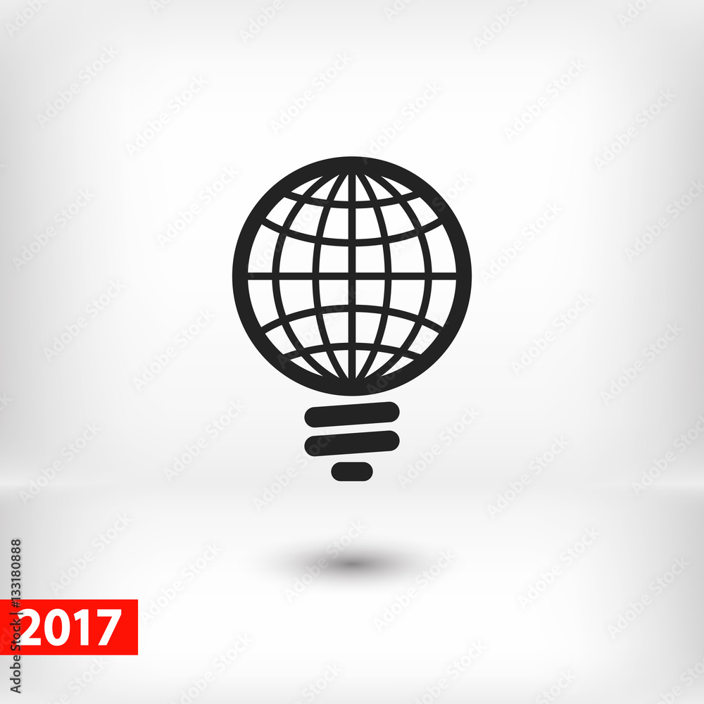 GLOBAL Light bulb icon, vector illustration. Flat design style GLOBAL Light bulb icon, vector illustration. Flat design style
