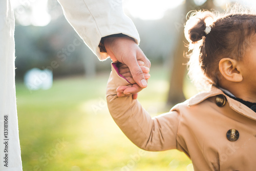Mother holding childs hand