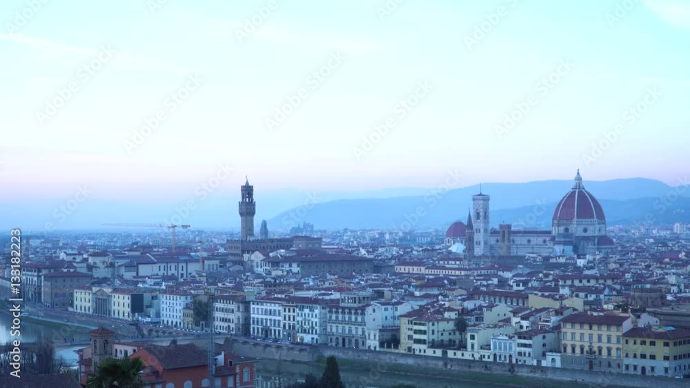 Video of Beautiful sunset over Cathedral of Santa Maria del Fiore (Duomo), Florence, Italy, selective focus Video of Beautiful sunset over Cathedral of Santa Maria del Fiore (Duomo), Florence, Italy, selective focus