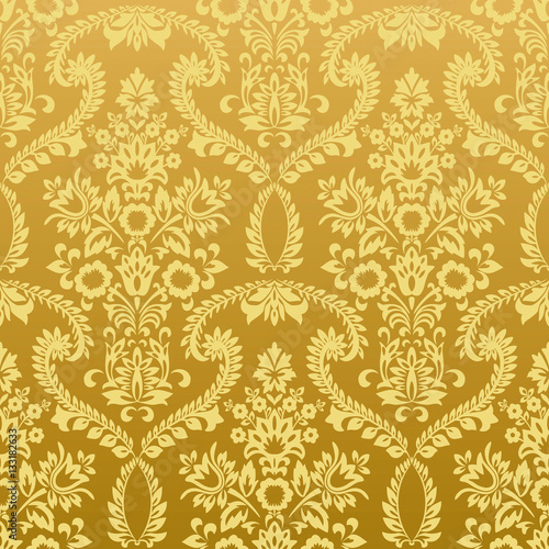 Seamless floral vintage gold wallpaper