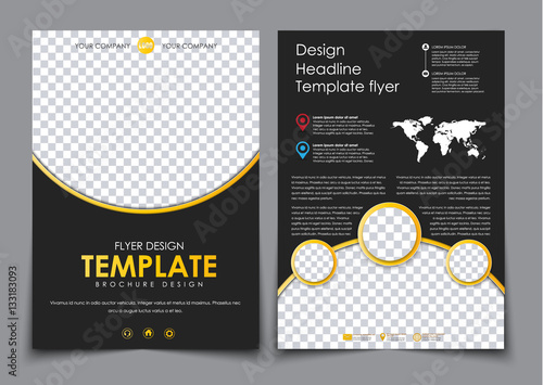 Design 2 pages of A4 black with yellow elements. photo