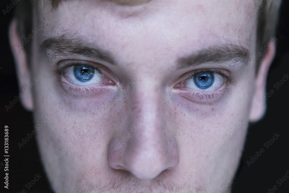 Man face blue eyes