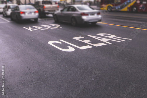Keep Clear road markings.