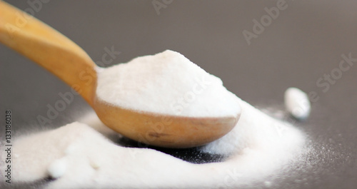 Spoonful of soda. Shallow depth of field.