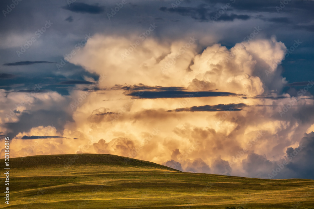 Fototapeta premium Storm Clouds above green fields