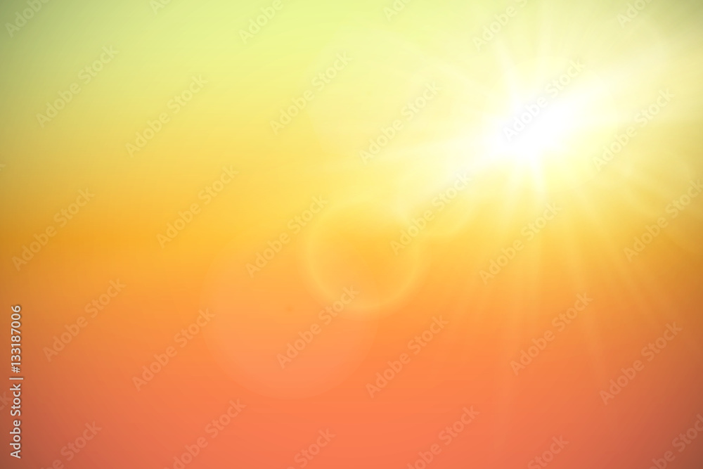 Sun with lens flare, vector illustration.