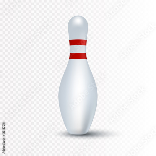 Single bowling pin with red stripes isolated on transparent background