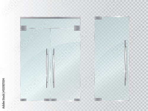 Glass doors isolated on transparent background. Vector