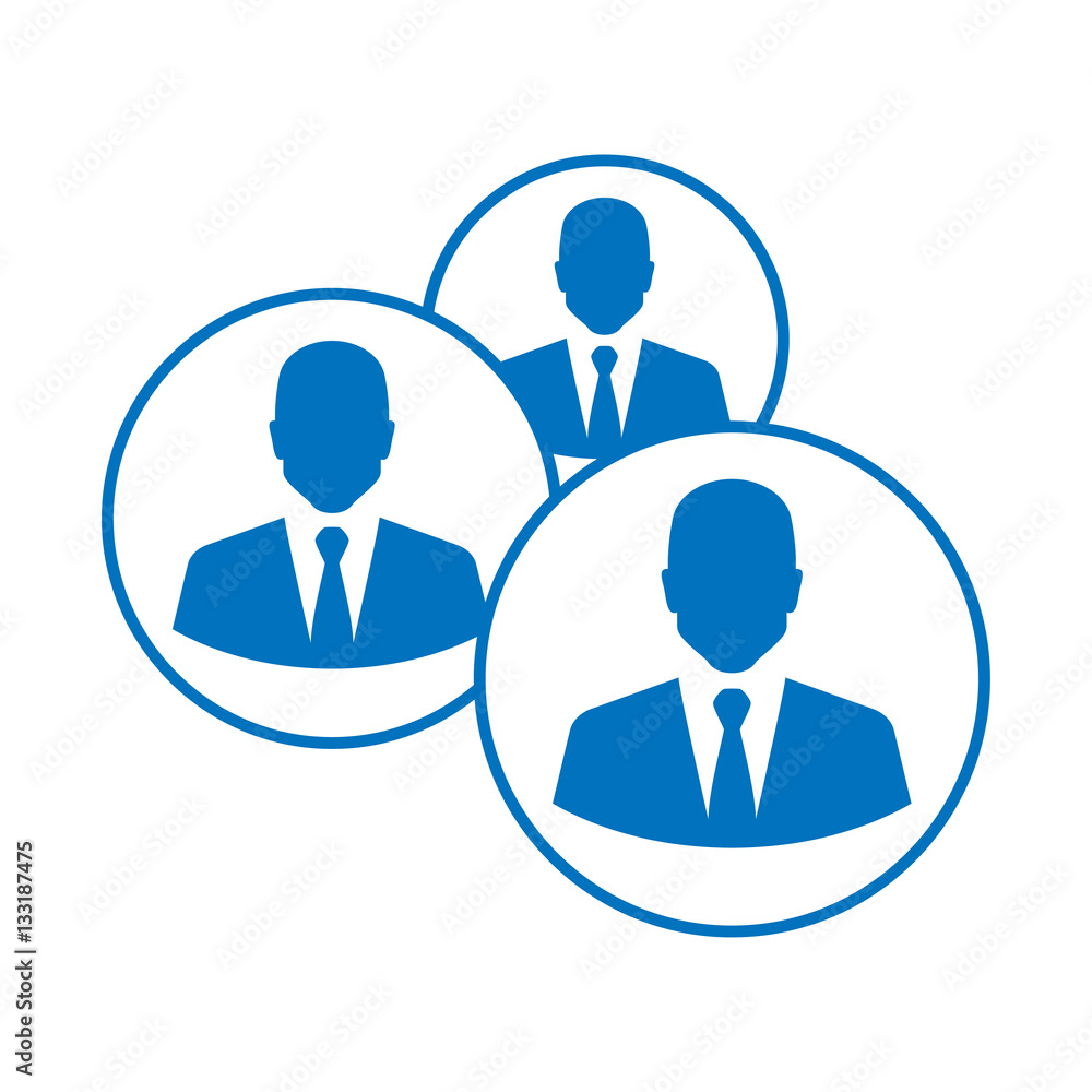 Icono plano comunidad azul en fondo blanco Icono plano comunidad azul en fondo blanco