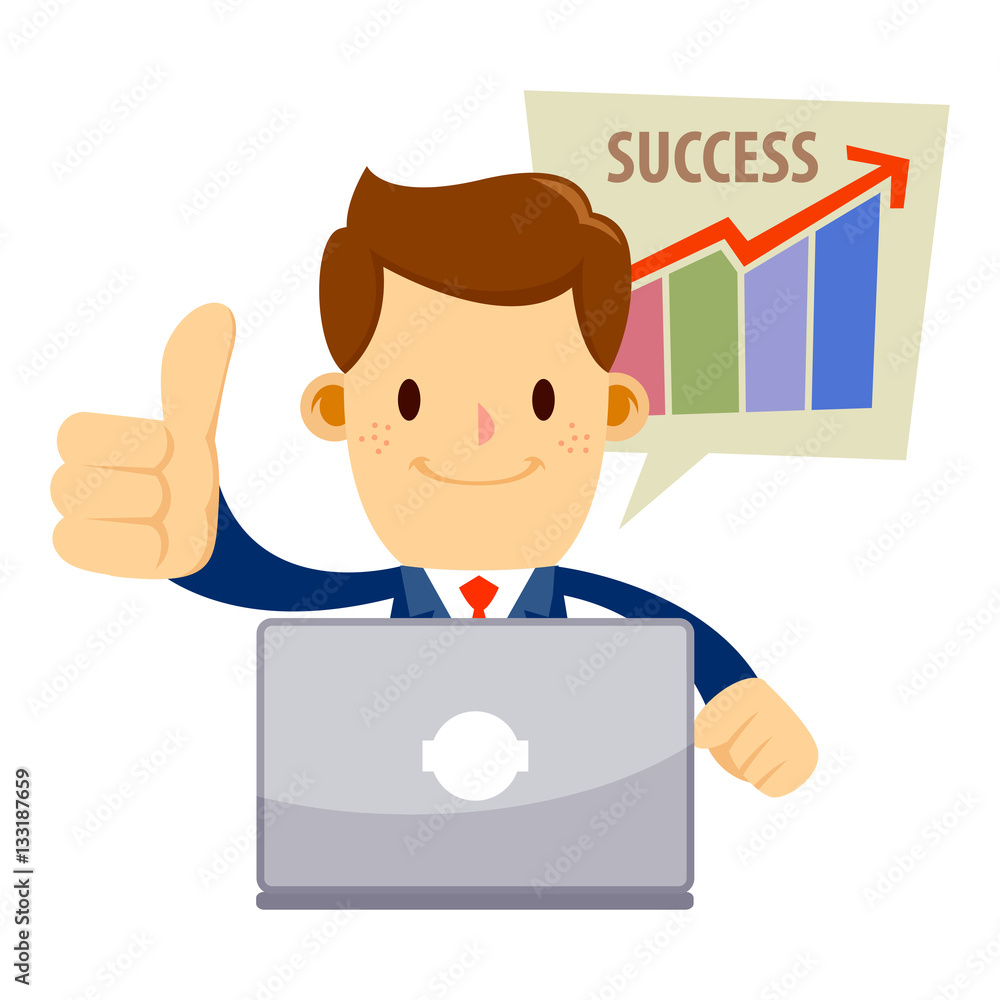 Success Businessman in Suit With Laptop Success Businessman in Suit With Laptop