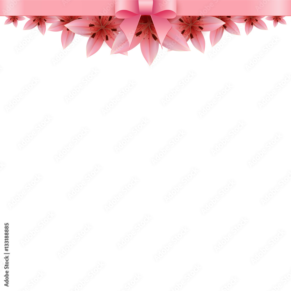 Lily flower Banner on a white background Lily flower Banner on a white background