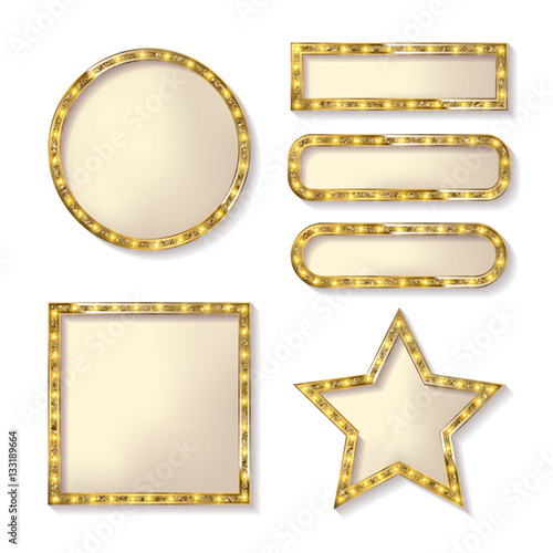 Set of glowing retro frames