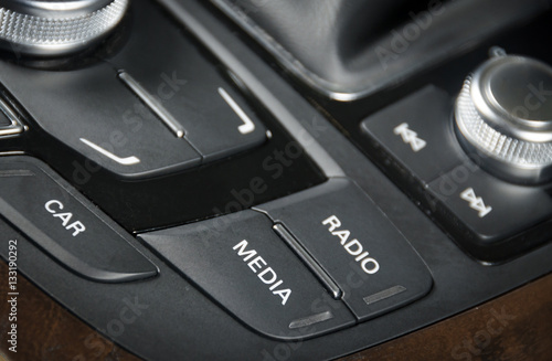 media control buttons on the dashboard in black leather modern c