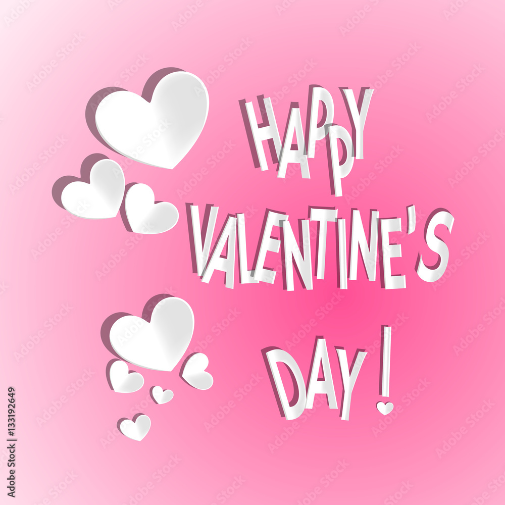 Happy Valentine's Day. Pink background. Vector illustration