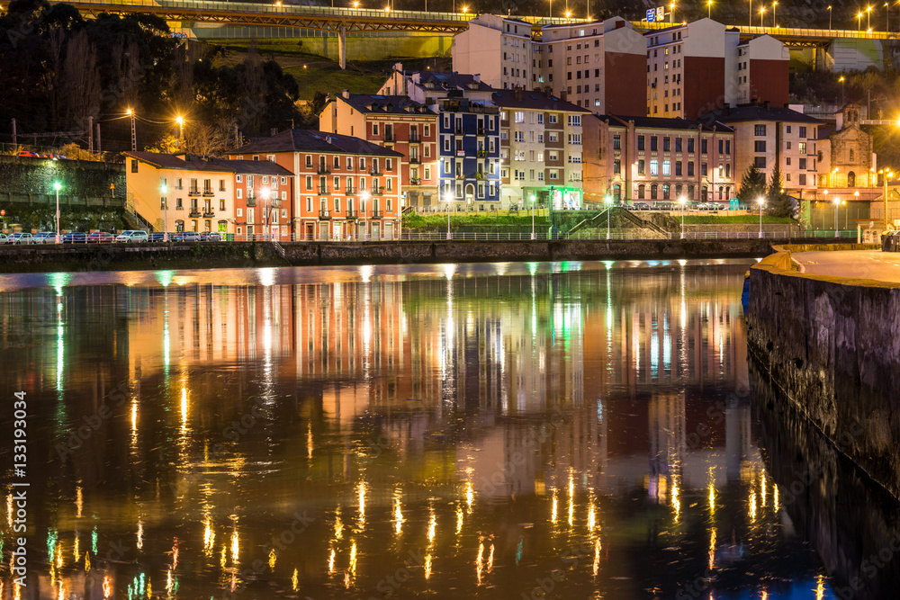 Bilbao riverbank at sundown