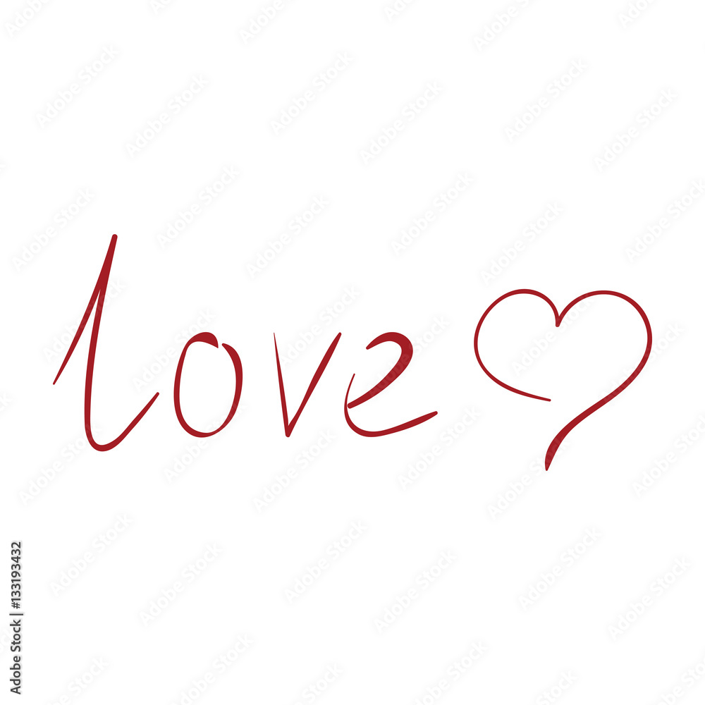 love text with heart postcard