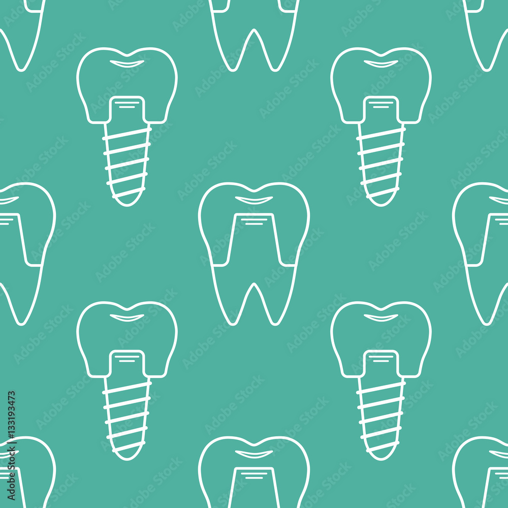 Seamless vector pattern in a dental linear style. Background for web site dental clinic. Orthodontics, implants. Seamless vector pattern in a dental linear style. Background for web site dental clinic. Orthodontics, implants.