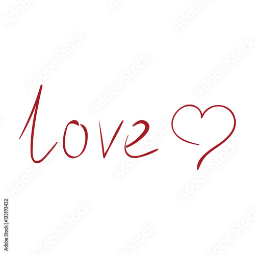 love text with heart postcard