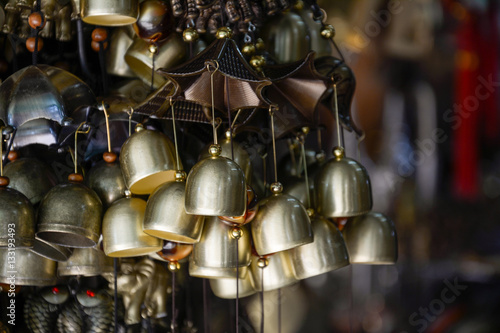 many hanging bells in temple,Thailand