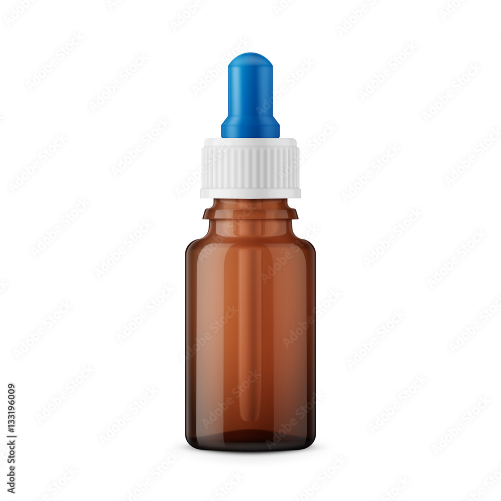 Fototapeta premium Amber glass medical bottle with dropper