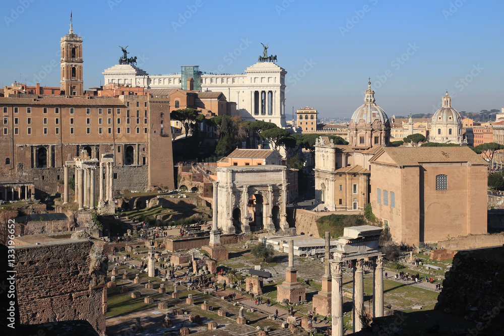 overview of the Roman Forum, Rome, Italy