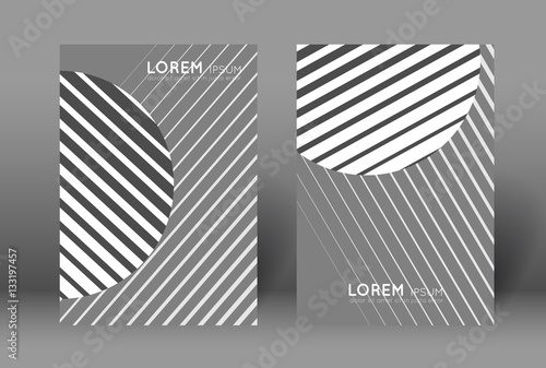 Poster template design. Vector layout with repeating lines, circle