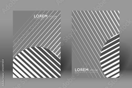Poster template design. Vector layout with repeating lines, circle