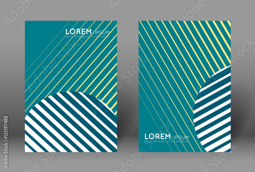 Poster template design. Vector layout with repeating lines, circle
