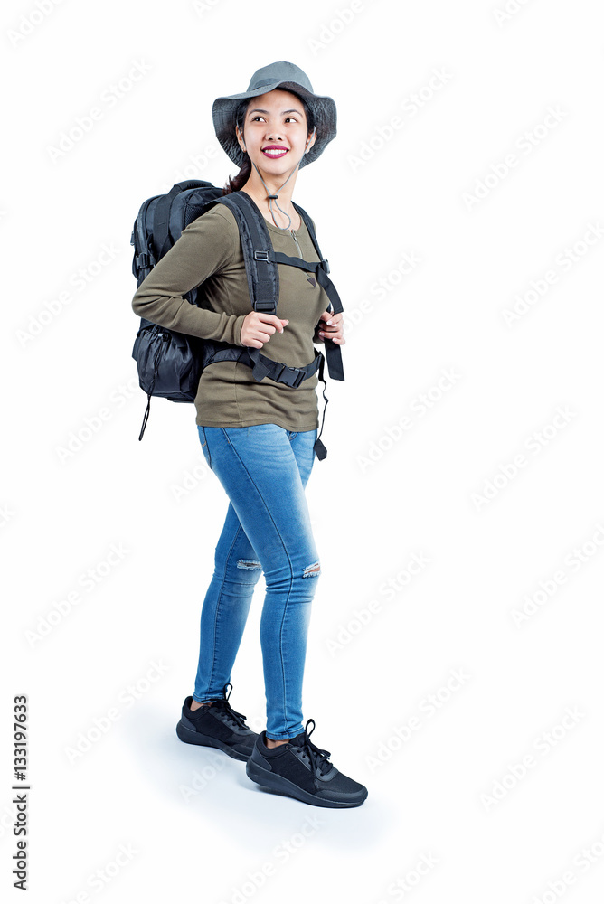 Joyful lady hiker Joyful lady hiker