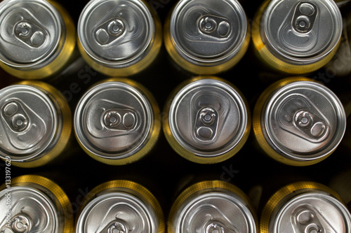 close up of cans with drinks