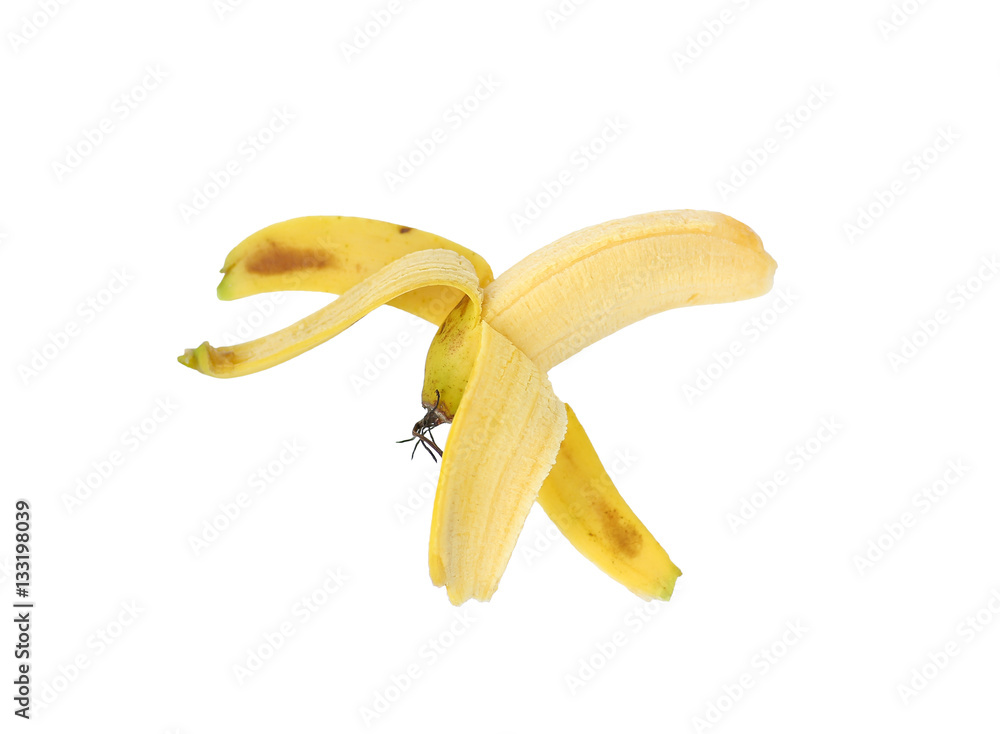 peeled banana, isolated on white