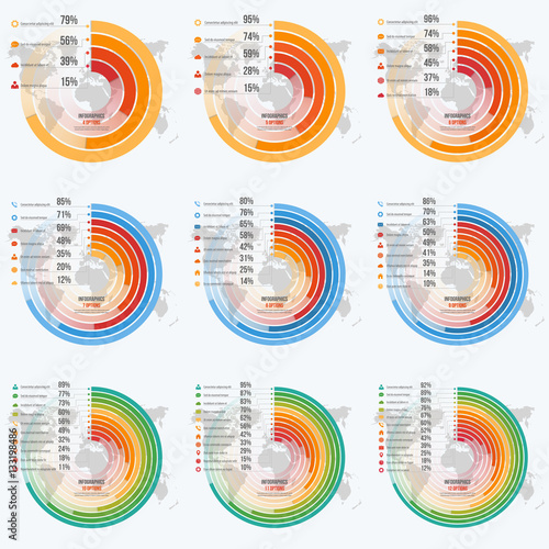 Vector templates for circle informative infographics with 4-12 options for presentations, advertising, layouts, annual reports