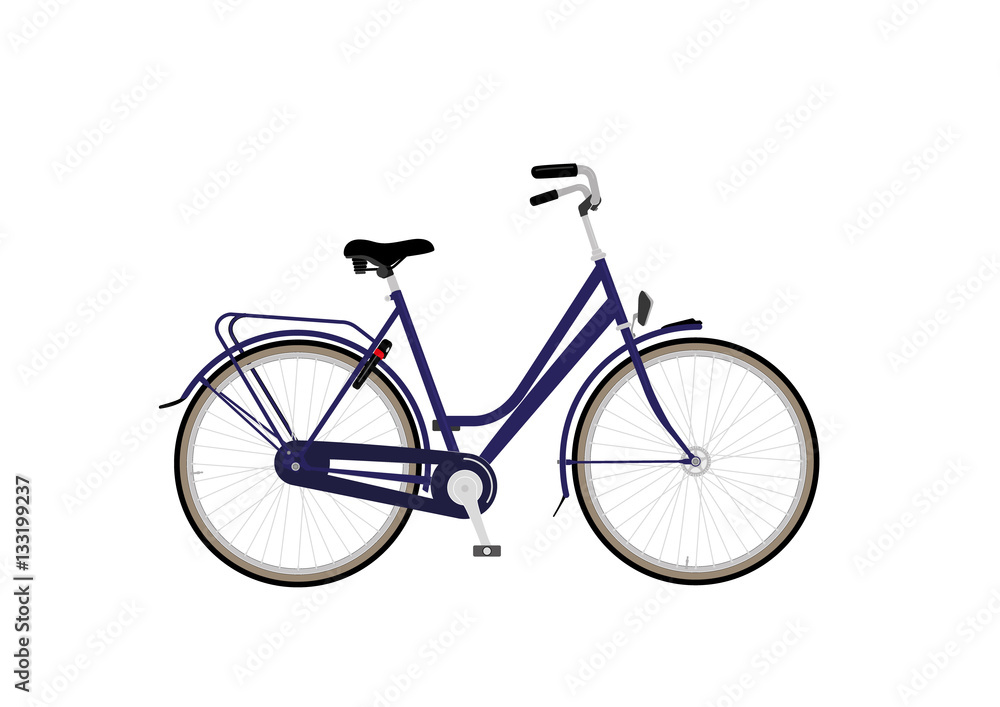 Blue woman model citybike with back-pedal brake.