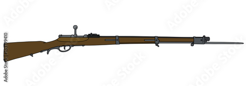 Hand drawing of a historical military rifle