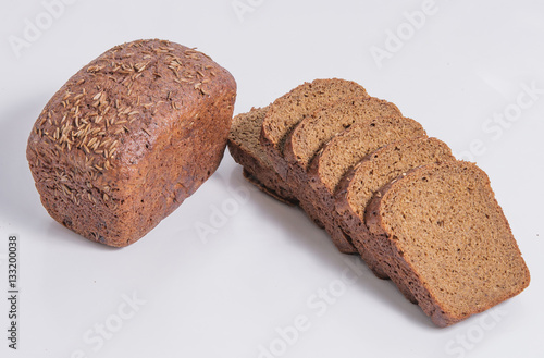Rye bread on white background.
