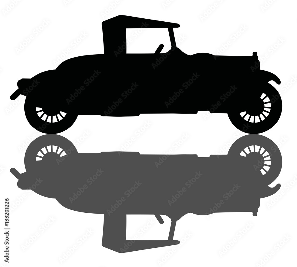 Black silhouette of a vintage roadster Adobe Stock
