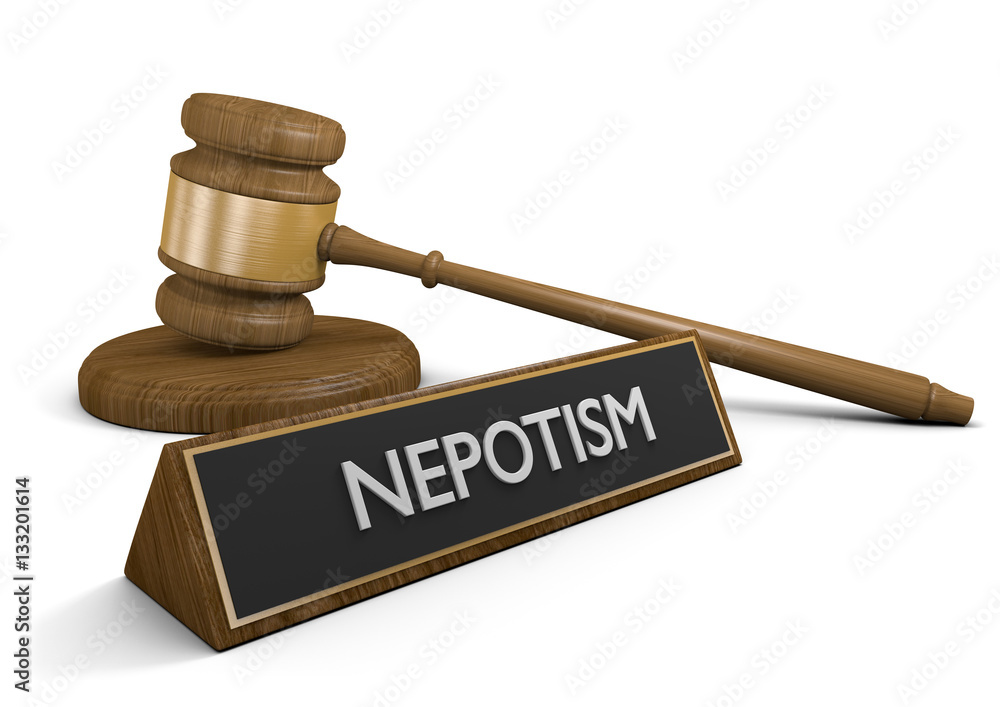 Nepotism laws against favoring friends and relatives for jobs and business advantages, 3D rendering