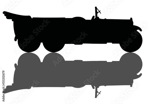 Black silhouette of a vintage convertible