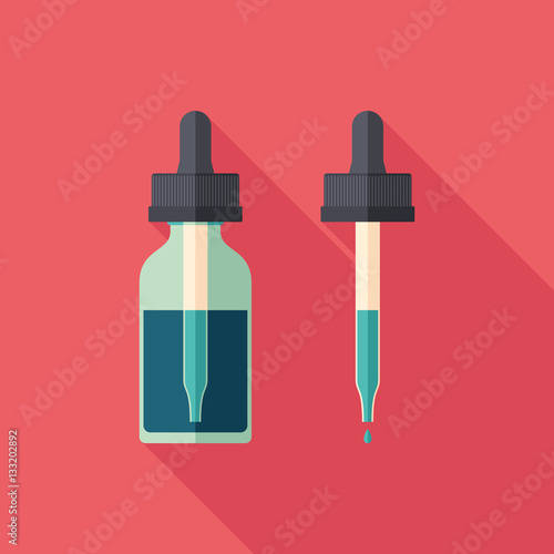 Boston e-liquid bottle flat square icon with long shadows.