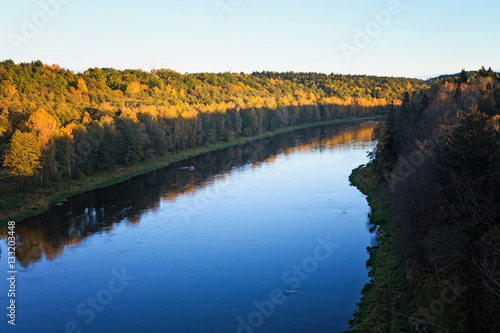 Fototapeta Naklejka Na Ścianę i Meble -  Nemunas, the largest river in Lithuania, near Alytus