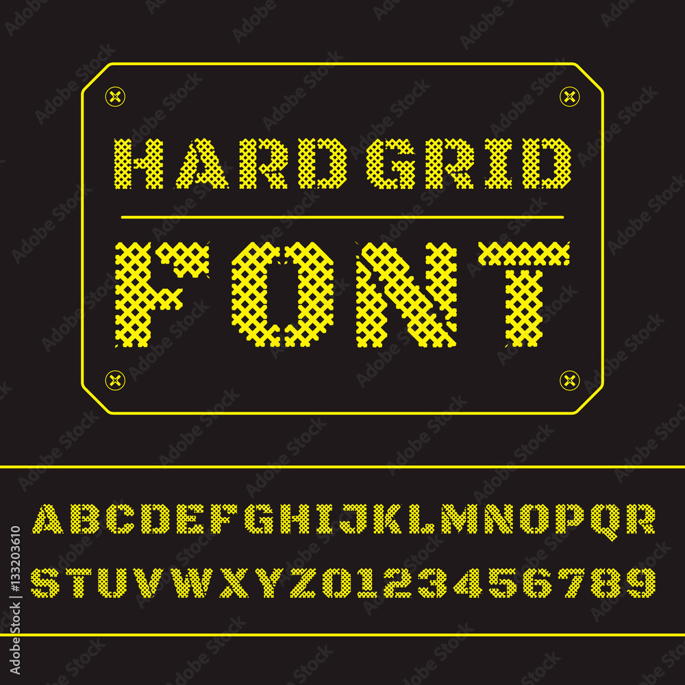 Naklejka premium Mesh font alphabet. Vector mesh letters and numbers.