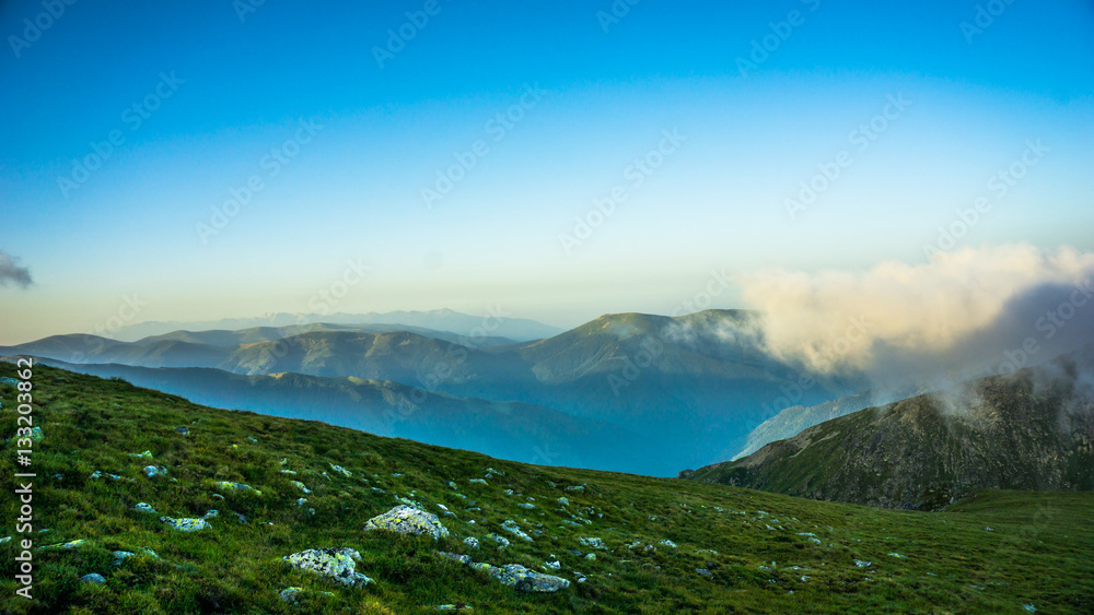Lifting Morning Mist Over The Mountain, Bulgaria, Rila Mountain Lifting Morning Mist Over The Mountain, Bulgaria, Rila Mountain
