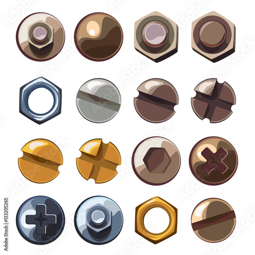 Set of bolts and nuts