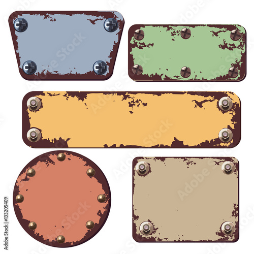 Banners with rust and screws